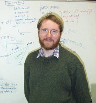 Mark in front of the whiteboard, 11th July 2000