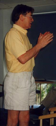 John Brindley uses his hands to emphasis a point.
