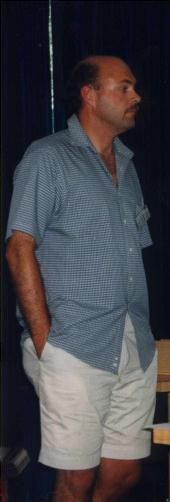 A relaxed Tim Marchant speaks with hands in pockets. 12th February 1999.